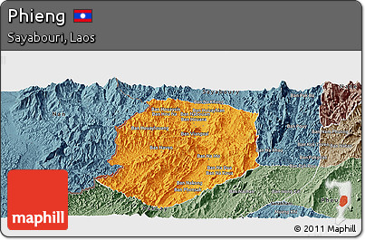 Political Panoramic Map of Phieng, semi-desaturated