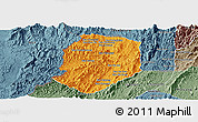 Political Panoramic Map of Phieng, semi-desaturated