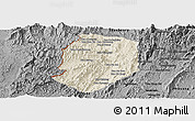 Shaded Relief Panoramic Map of Phieng, darken, desaturated