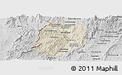 Shaded Relief Panoramic Map of Phieng, desaturated