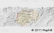 Shaded Relief Panoramic Map of Phieng, lighten, desaturated