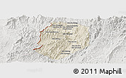 Shaded Relief Panoramic Map of Phieng, lighten, semi-desaturated