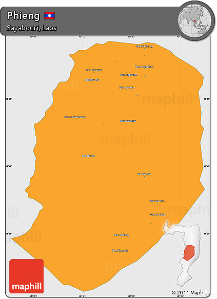 Political Simple Map of Phieng, single color outside