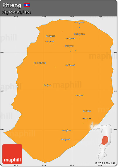 Political Simple Map of Phieng, single color outside