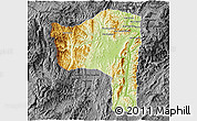 Physical 3D Map of Sayaboury, darken, desaturated