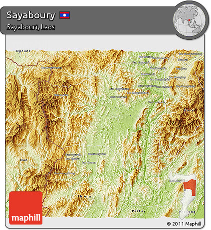 Physical 3D Map of Sayaboury
