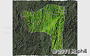 Satellite 3D Map of Sayaboury, darken, semi-desaturated