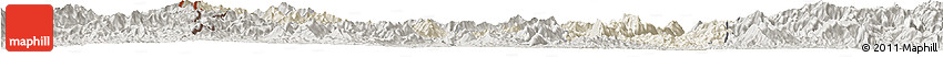 Shaded Relief Horizon Map of Sayaboury, semi-desaturated