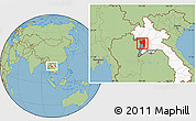 Savanna Style Location Map of Sayaboury, highlighted country, highlighted parent region