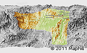 Physical Panoramic Map of Sayaboury, desaturated