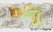 Physical Panoramic Map of Sayaboury, lighten, semi-desaturated