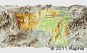 Physical Panoramic Map of Sayaboury, semi-desaturated