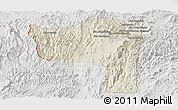 Shaded Relief Panoramic Map of Sayaboury, lighten, semi-desaturated