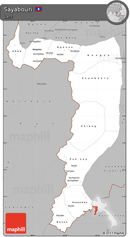 Gray Simple Map of Sayabouri
