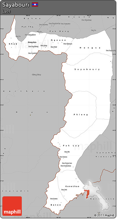 Gray Simple Map of Sayabouri