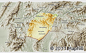 Physical 3D Map of Xieng Hon, semi-desaturated