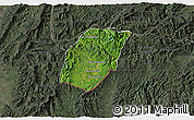 Satellite 3D Map of Xieng Hon, darken, semi-desaturated