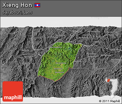 Satellite 3D Map of Xieng Hon, desaturated
