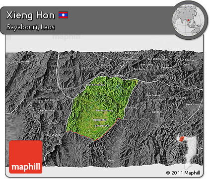 Satellite 3D Map of Xieng Hon, desaturated