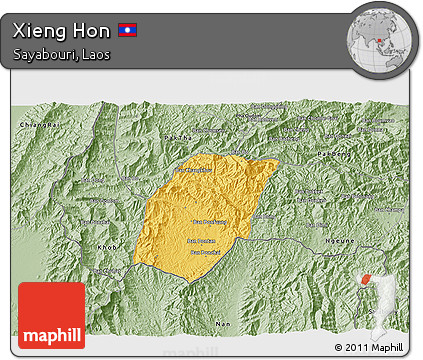 Savanna Style 3D Map of Xieng Hon