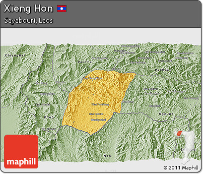 Savanna Style 3D Map of Xieng Hon