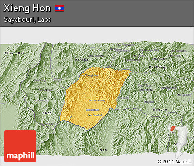 Savanna Style 3D Map of Xieng Hon