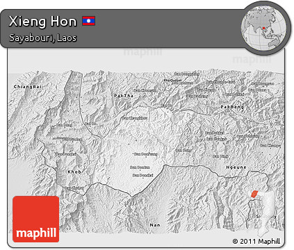 Silver Style 3D Map of Xieng Hon