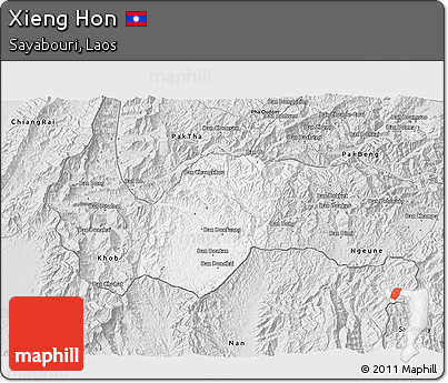 Silver Style 3D Map of Xieng Hon