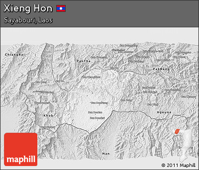 Silver Style 3D Map of Xieng Hon