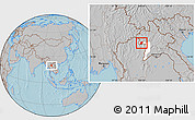 Gray Location Map of Xieng Hon, highlighted parent region, hill shading
