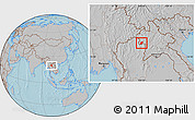 Gray Location Map of Xieng Hon, hill shading