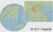 Savanna Style Location Map of Xieng Hon, within the entire country, hill shading