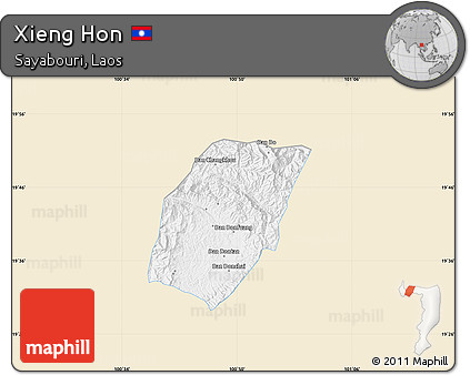 Classic Style Map of Xieng Hon, single color outside