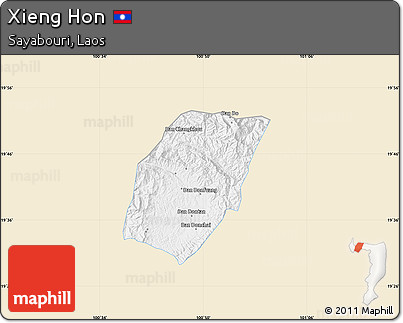 Classic Style Map of Xieng Hon, single color outside