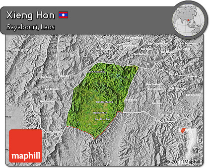 Satellite Map of Xieng Hon, lighten, desaturated