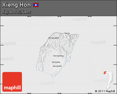 Silver Style Map of Xieng Hon, single color outside