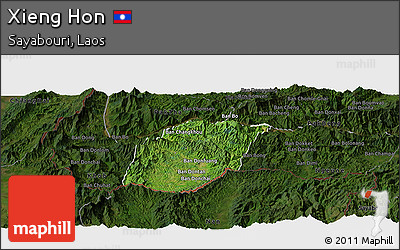 Satellite Panoramic Map of Xieng Hon, darken