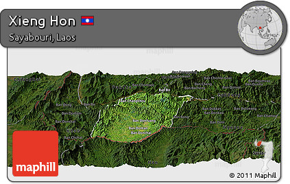 Satellite Panoramic Map of Xieng Hon, darken