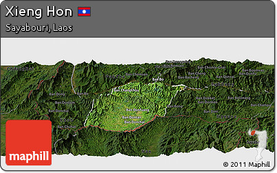 Satellite Panoramic Map of Xieng Hon, darken