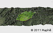 Satellite Panoramic Map of Xieng Hon, darken, semi-desaturated
