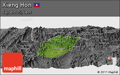 Satellite Panoramic Map of Xieng Hon, desaturated