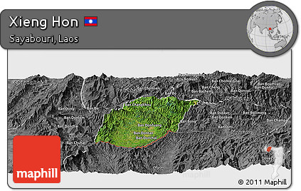 Satellite Panoramic Map of Xieng Hon, desaturated