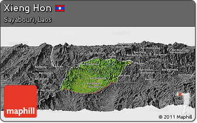 Satellite Panoramic Map of Xieng Hon, desaturated