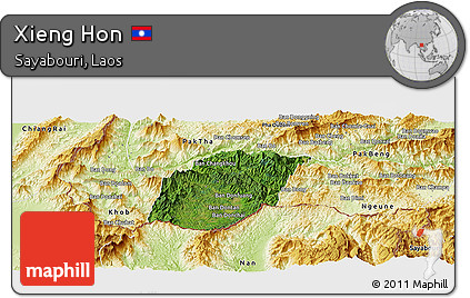 Satellite Panoramic Map of Xieng Hon, physical outside