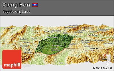 Satellite Panoramic Map of Xieng Hon, physical outside