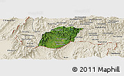 Satellite Panoramic Map of Xieng Hon, shaded relief outside