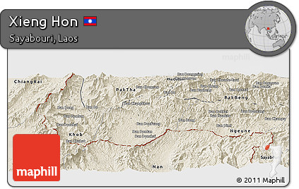 Shaded Relief Panoramic Map of Xieng Hon