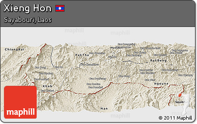 Shaded Relief Panoramic Map of Xieng Hon