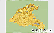 Savanna Style 3D Map of Sekong, single color outside