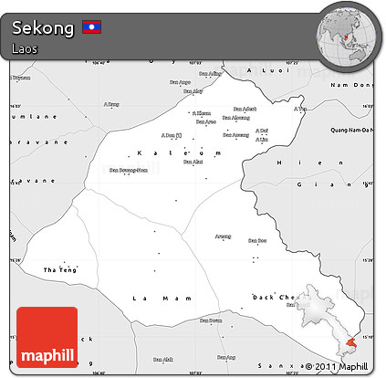 Silver Style Simple Map of Sekong